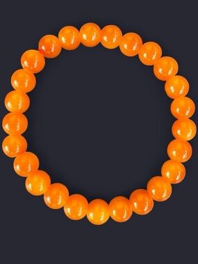 Vivid Orange Glass Bead Bracelet 8mm